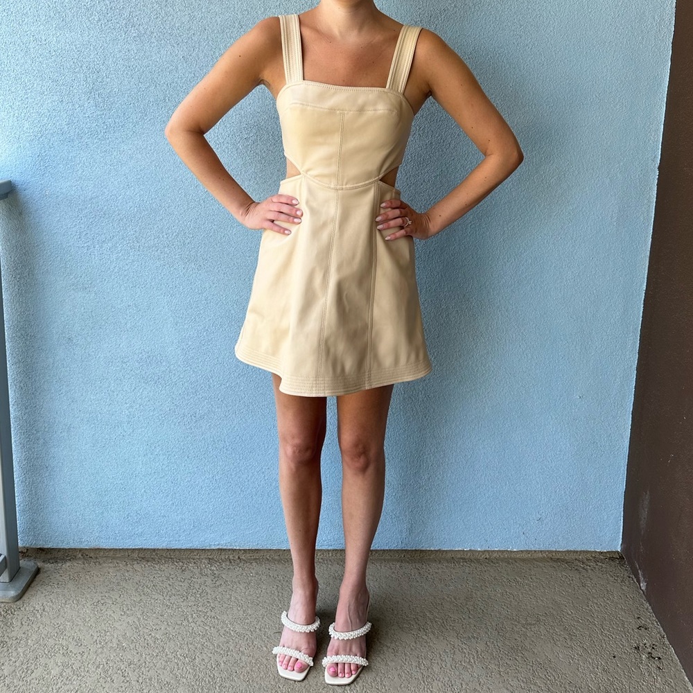 Jonathan Simkhai Vegan Leather Cut Out Mini Dress